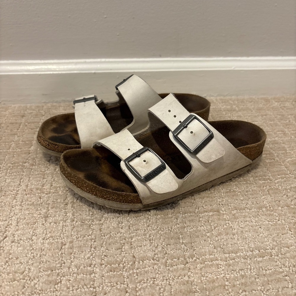 Birkenstock White Buckle Sandals